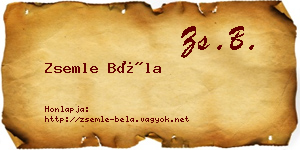 Zsemle Béla névjegykártya